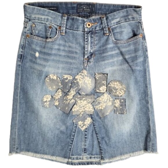 Lucky Brand Dresses & Skirts - LUCKY BRAND Upcycled Boardwalk Bermuda Patchwork Blue Jean Skirt - Women's 6/28